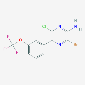 molecular formula C11H6BrClF3N3O B8157044 3-Bromo-6-chloro-5-(3-(trifluoromethoxy)phenyl)pyrazin-2-amine 