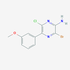 molecular formula C11H9BrClN3O B8157048 3-Bromo-6-chloro-5-(3-methoxyphenyl)pyrazin-2-amine 