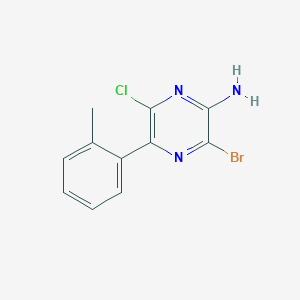 molecular formula C11H9BrClN3 B8157061 3-Bromo-6-chloro-5-(o-tolyl)pyrazin-2-amine 