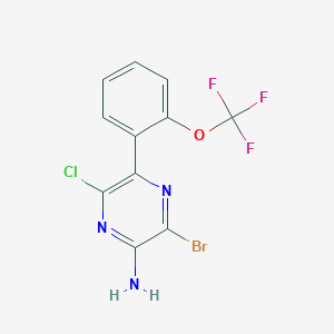 molecular formula C11H6BrClF3N3O B8157079 3-Bromo-6-chloro-5-(2-(trifluoromethoxy)phenyl)pyrazin-2-amine 