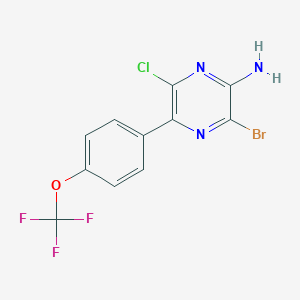 molecular formula C11H6BrClF3N3O B8157087 3-Bromo-6-chloro-5-(4-(trifluoromethoxy)phenyl)pyrazin-2-amine 