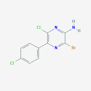molecular formula C10H6BrCl2N3 B8157089 3-Bromo-6-chloro-5-(4-chlorophenyl)pyrazin-2-amine 