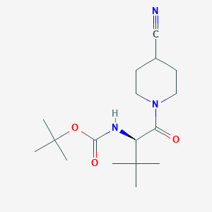 molecular formula C17H29N3O3 B8157122 [(R)-1-(4-cyano-piperidine-1-carbonyl)-2,2-dimethyl-propyl]-carbamic acid tert-butyl ester 