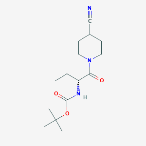 molecular formula C15H25N3O3 B8157125 (R)-tert-butyl (1-(4-cyanopiperidin-1-yl)-1-oxobutan-2-yl)carbamate 