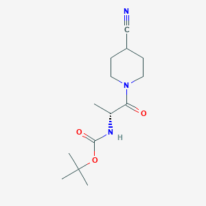 molecular formula C14H23N3O3 B8157132 (R)-tert-butyl (1-(4-cyanopiperidin-1-yl)-1-oxopropan-2-yl)carbamate 