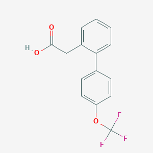 molecular formula C15H11F3O3 B8157340 2-(4'-(Trifluoromethoxy)-[1,1'-biphenyl]-2-yl)acetic acid 
