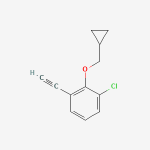 molecular formula C12H11ClO B8157377 1-Chloro-2-(cyclopropylmethoxy)-3-ethynylbenzene 