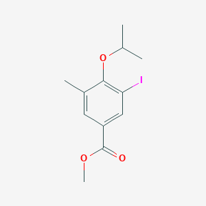 molecular formula C12H15IO3 B8157584 Methyl 3-iodo-4-isopropoxy-5-methylbenzoate 
