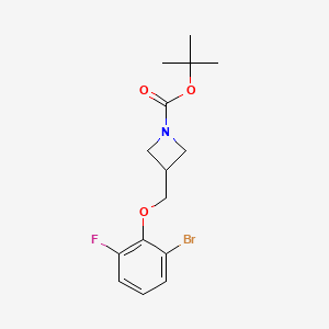 molecular formula C15H19BrFNO3 B8157647 tert-Butyl 3-((2-bromo-6-fluorophenoxy)methyl)azetidine-1-carboxylate 