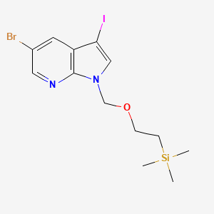 molecular formula C13H18BrIN2OSi B8157677 5-bromo-3-iodo-1-((2-(trimethylsilyl)ethoxy)methyl)-1H-pyrrolo[2,3-b]pyridine 