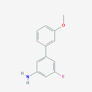 molecular formula C13H12FNO B8157867 5-Fluoro-3'-methoxy-[1,1'-biphenyl]-3-amine 
