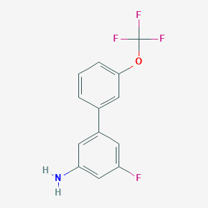 molecular formula C13H9F4NO B8157872 3-Amino-5-fluoro-3'-(trifluoromethoxy)biphenyl 