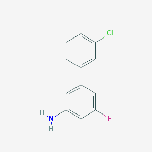 molecular formula C12H9ClFN B8157881 3'-Chloro-5-fluoro-[1,1'-biphenyl]-3-amine 