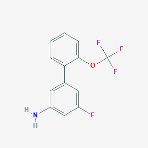 molecular formula C13H9F4NO B8157890 5-Fluoro-2'-(trifluoromethoxy)-[1,1'-biphenyl]-3-amine 