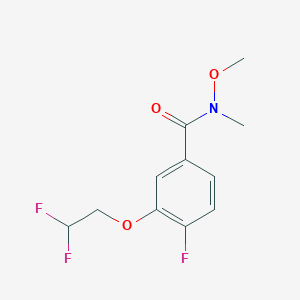 molecular formula C11H12F3NO3 B8158045 3-(2,2-Difluoroethoxy)-4-fluoro-N-methoxy-N-methylbenzamide 