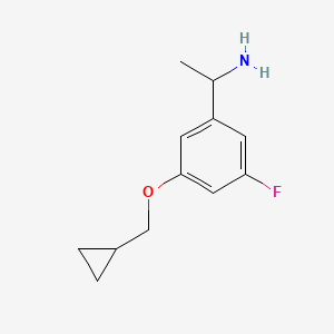 molecular formula C12H16FNO B8158067 1-(3-(Cyclopropylmethoxy)-5-fluorophenyl)ethanamine 