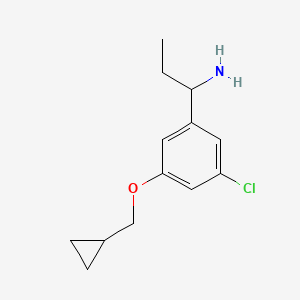 molecular formula C13H18ClNO B8158112 1-(3-Chloro-5-(cyclopropylmethoxy)phenyl)propan-1-amine 