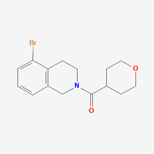 molecular formula C15H18BrNO2 B8158194 (5-Bromo-3,4-dihydroisoquinolin-2(1H)-yl)(tetrahydro-2H-pyran-4-yl)methanone 
