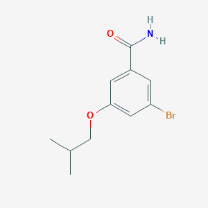 molecular formula C11H14BrNO2 B8158198 3-Bromo-5-isobutoxybenzamide 