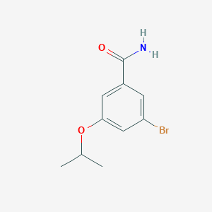 molecular formula C10H12BrNO2 B8158207 3-Bromo-5-isopropoxybenzamide 