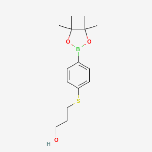 molecular formula C15H23BO3S B8158218 3-((4-(4,4,5,5-Tetramethyl-1,3,2-dioxaborolan-2-yl)phenyl)thio)propan-1-ol 
