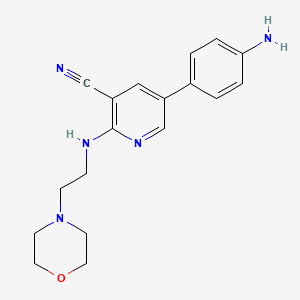 molecular formula C18H21N5O B8158264 5-(4-Aminophenyl)-2-(2-morpholinoethylamino)nicotinonitrile 