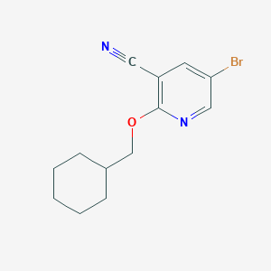 molecular formula C13H15BrN2O B8158293 5-Bromo-2-(cyclohexylmethoxy)pyridine-3-carbonitrile 