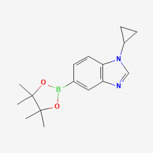 molecular formula C16H21BN2O2 B8158400 1-Cyclopropyl-5-(4,4,5,5-tetramethyl-1,3,2-dioxaborolan-2-yl)-1H-benzo[d]imidazole 
