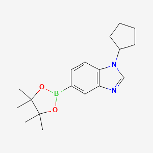 molecular formula C18H25BN2O2 B8158416 1-Cyclopentyl-5-(4,4,5,5-tetramethyl-1,3,2-dioxaborolan-2-yl)-1H-benzo[d]imidazole 