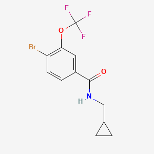 molecular formula C12H11BrF3NO2 B8158463 4-Bromo-N-(cyclopropylmethyl)-3-(trifluoromethoxy)benzamide 
