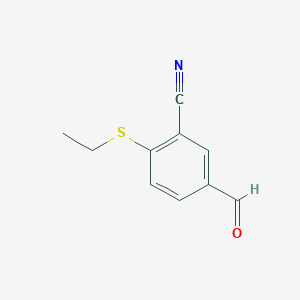 molecular formula C10H9NOS B8158515 2-(Ethylsulfanyl)-5-formylbenzonitrile 