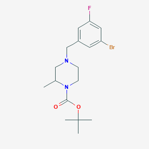 molecular formula C17H24BrFN2O2 B8158594 4-(3-Bromo-5-fluoro-benzyl)-2-methyl-piperazine-1-carboxylic acid tert-butyl ester 