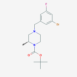 molecular formula C17H24BrFN2O2 B8158599 (2R)-4-(3-Bromo-5-fluorobenzyl)-2-methylpiperazine-1-carboxylic acid tert-butyl ester 