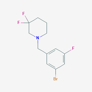 molecular formula C12H13BrF3N B8158611 1-(3-Bromo-5-fluoro-benzyl)-3,3-difluoro-piperidine 