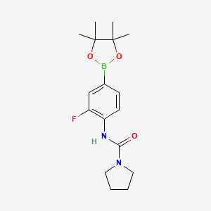 molecular formula C17H24BFN2O3 B8158626 N-(2-Fluoro-4-(4,4,5,5-tetramethyl-1,3,2-dioxaborolan-2-yl)phenyl)pyrrolidine-1-carboxamide 