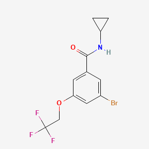 molecular formula C12H11BrF3NO2 B8158684 3-Bromo-N-cyclopropyl-5-(2,2,2-trifluoroethoxy)benzamide 