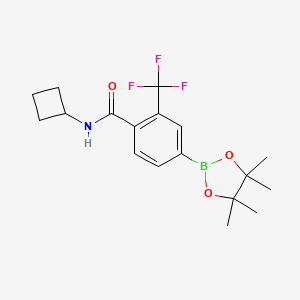 molecular formula C18H23BF3NO3 B8158720 N-cyclobutyl-4-(4,4,5,5-tetramethyl-1,3,2-dioxaborolan-2-yl)-2-(trifluoromethyl)benzamide 