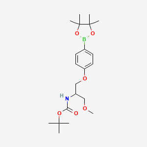 molecular formula C21H34BNO6 B8158756 tert-Butyl (1-methoxy-3-(4-(4,4,5,5-tetramethyl-1,3,2-dioxaborolan-2-yl)phenoxy)propan-2-yl)carbamate 
