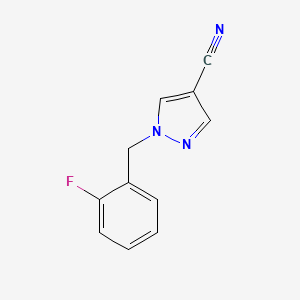 molecular formula C11H8FN3 B8158794 1-[(2-Fluorophenyl)methyl]-1H-pyrazole-4-carbonitrile 