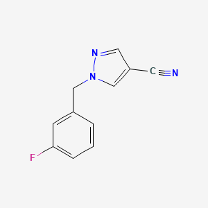molecular formula C11H8FN3 B8158801 1-[(3-Fluorophenyl)methyl]pyrazole-4-carbonitrile 