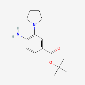 molecular formula C15H22N2O2 B8158807 4-Amino-3-pyrrolidin-1-yl-benzoic acid tert-butyl ester 