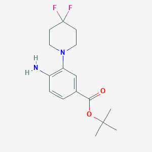 molecular formula C16H22F2N2O2 B8158815 4-Amino-3-(4,4-difluoropiperidin-1-yl)-benzoic acid tert-butyl ester 