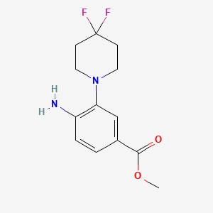 molecular formula C13H16F2N2O2 B8158823 4-Amino-3-(4,4-difluoropiperidin-1-yl)-benzoic acid methyl ester 