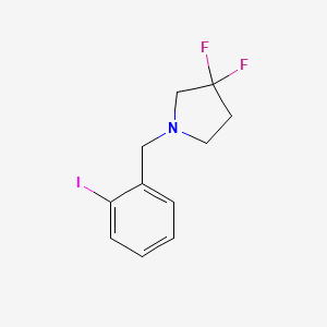 molecular formula C11H12F2IN B8158857 3,3-Difluoro-1-(2-iodobenzyl)pyrrolidine 