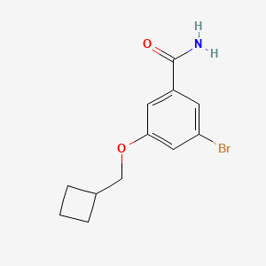 molecular formula C12H14BrNO2 B8159057 3-Bromo-5-(cyclobutylmethoxy)benzamide 