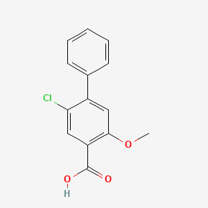 molecular formula C14H11ClO3 B8159179 2-Chloro-5-methoxy-[1,1'-biphenyl]-4-carboxylic acid 