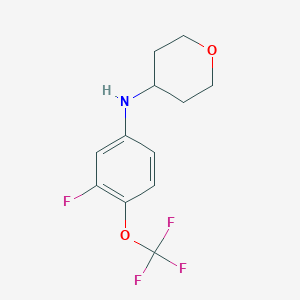molecular formula C12H13F4NO2 B8159252 N-(3-Fluoro-4-(trifluoromethoxy)phenyl)tetrahydro-2H-pyran-4-amine 