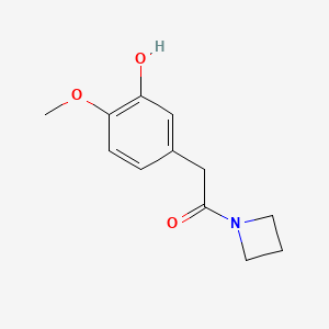 molecular formula C12H15NO3 B8159297 1-(Azetidin-1-yl)-2-(3-hydroxy-4-methoxyphenyl)ethanone 