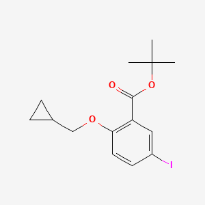molecular formula C15H19IO3 B8159429 tert-Butyl 2-(cyclopropylmethoxy)-5-iodobenzoate 