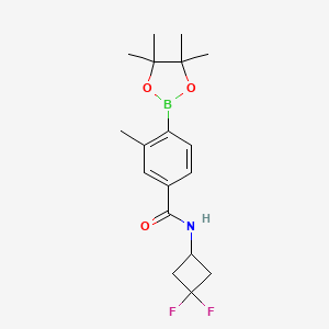 molecular formula C18H24BF2NO3 B8159486 N-(3,3-Difluorocyclobutyl)-3-methyl-4-(4,4,5,5-tetramethyl-1,3,2-dioxaborolan-2-yl)benzamide 